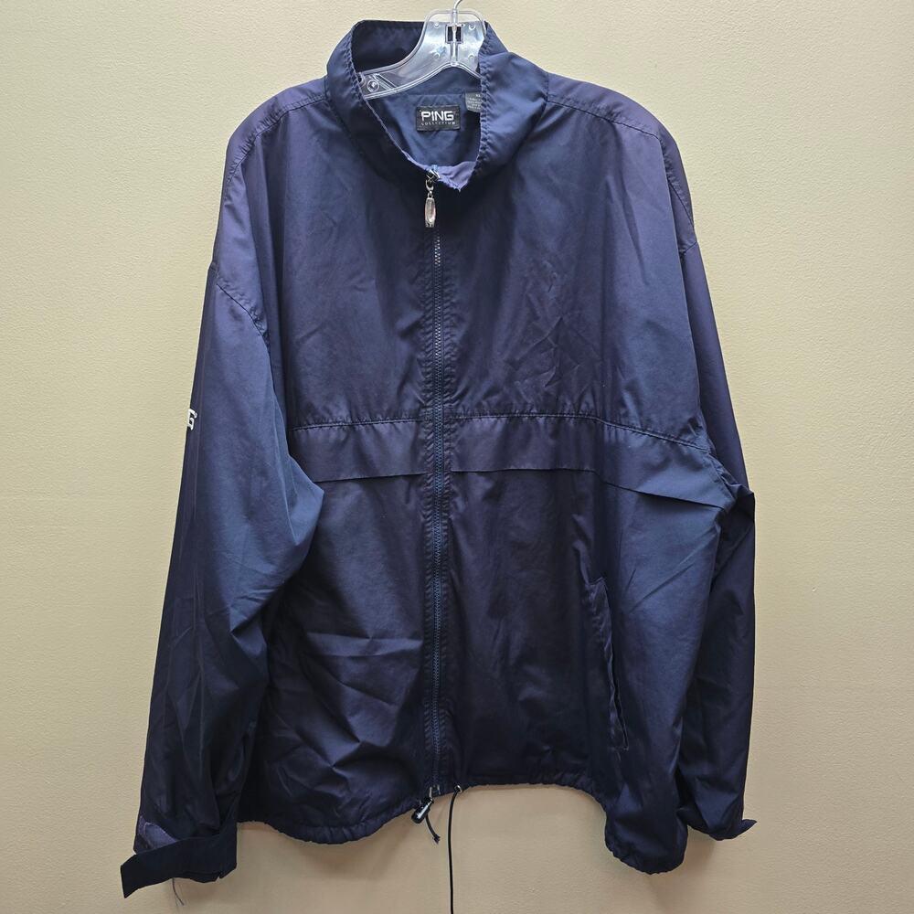 Ping Collection Men's Full-Zip Golf Windbreaker Jacket Long Sleeves Blue Size XL
